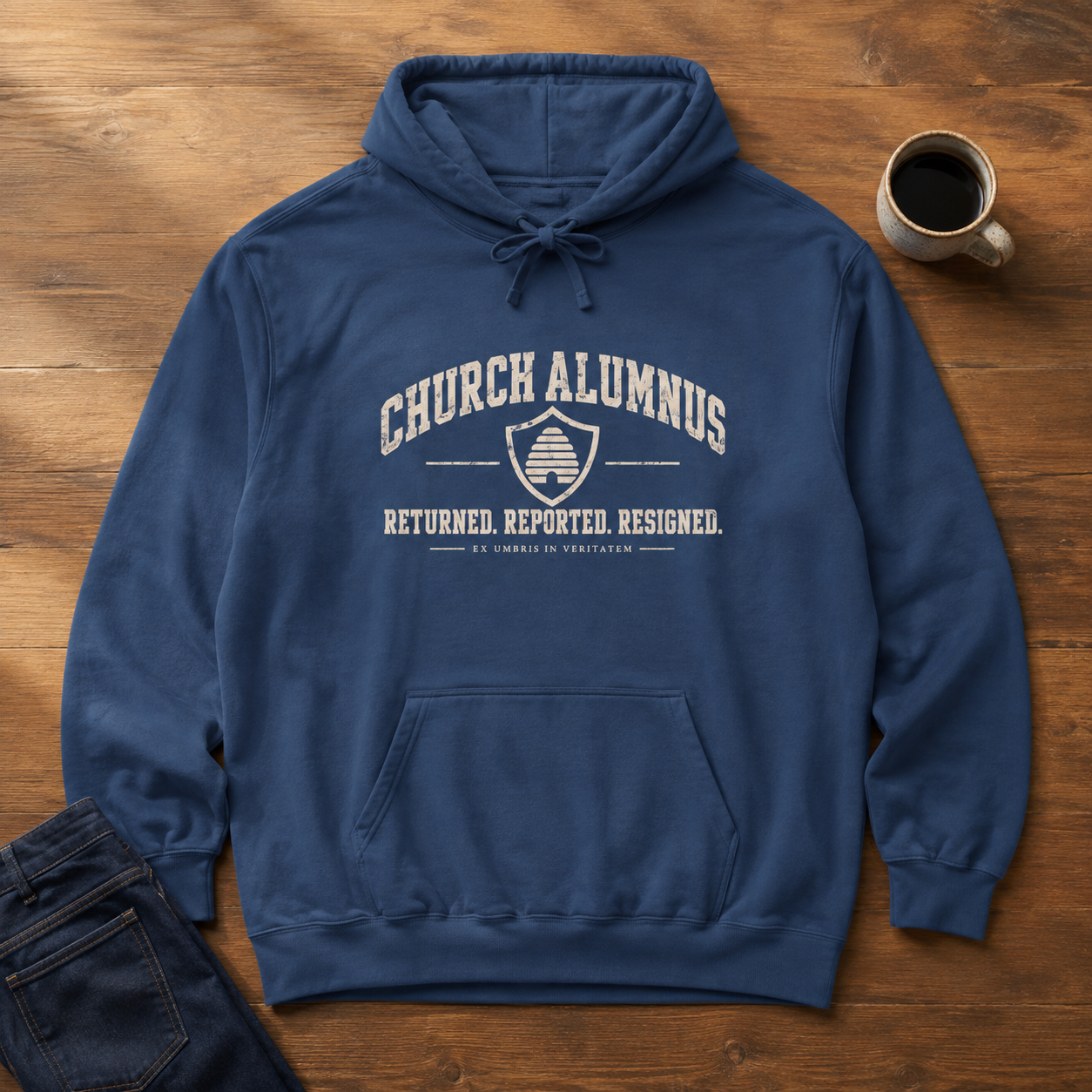 Church Alumnus Premium Heavyweight Hoodie | True Navy | Comfort Colors 1567