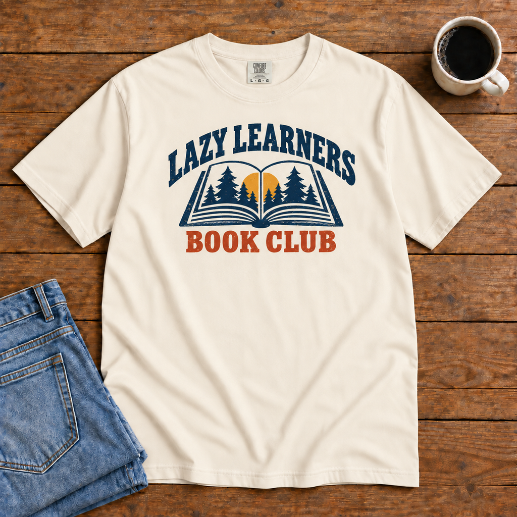 Lazy Learners Book Club T-Shirt | Comfort Colors 1717 | CAA