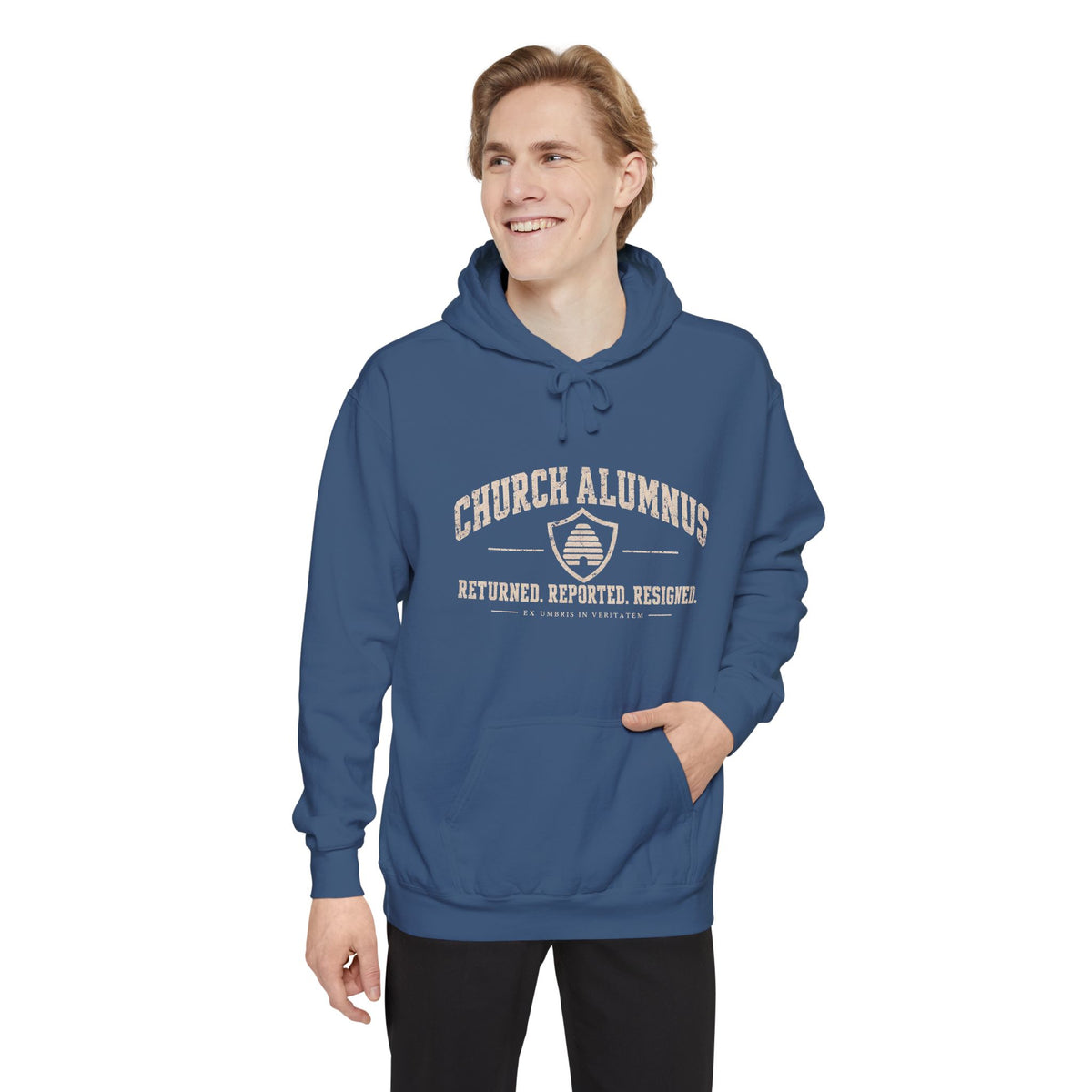 Church Alumnus Premium Heavyweight Hoodie | True Navy | Comfort Colors 1567